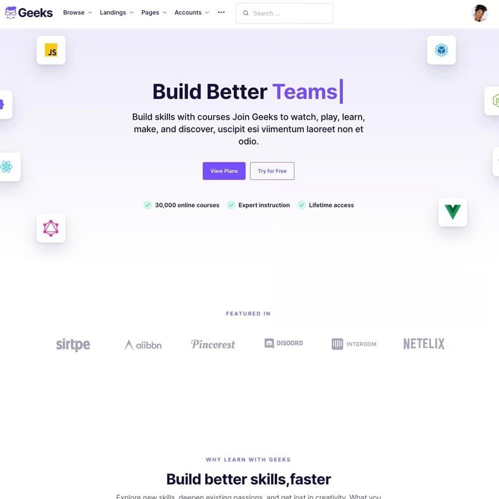Geeks - Online Learning Marketplace WordPress Theme